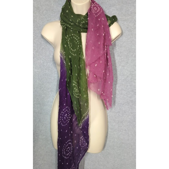 Vintage Lauren Ralph Lauren Large Scarf Shawl Wrap Viscose Purple Pink Bohemian - Picture 5 of 8